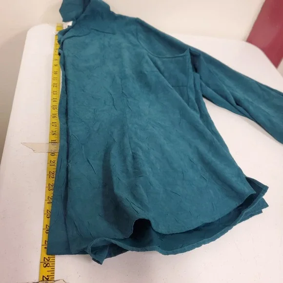 Coldwater Creek Women Faux Suede Long Sleeve Button Up Top Size 3X Jewel Classic - Picture 7 of 9